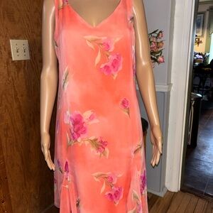 Alyn Paige Bright Coral Orange Floral Slip